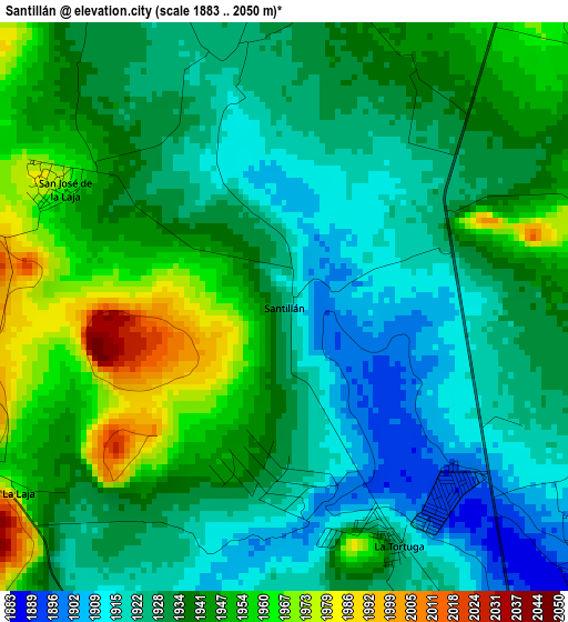 Santillán elevation map