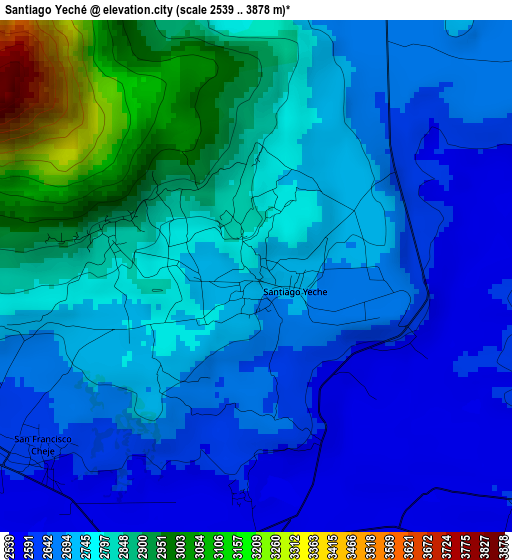 Santiago Yeché elevation map