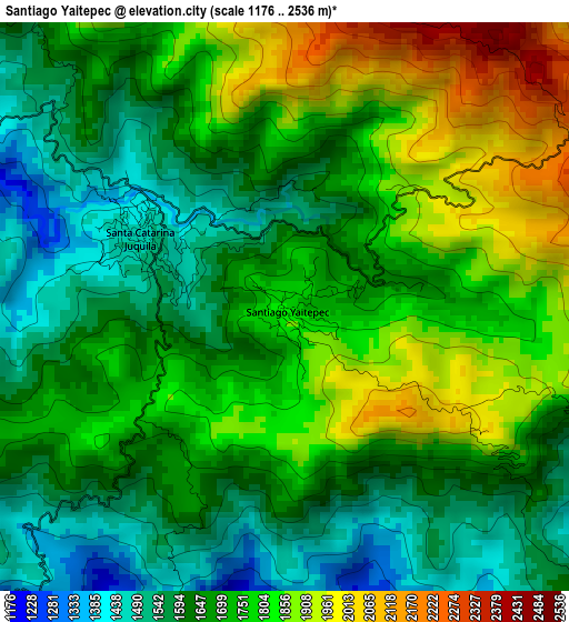 Santiago Yaitepec elevation map