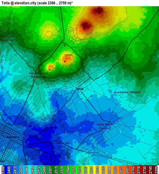 Tetla elevation map