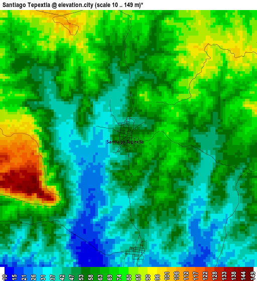 Santiago Tepextla elevation map