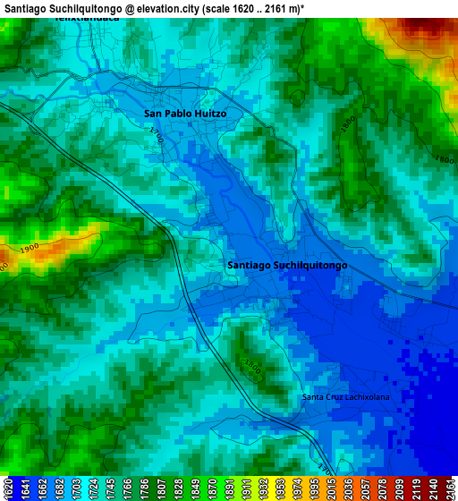 Santiago Suchilquitongo elevation map