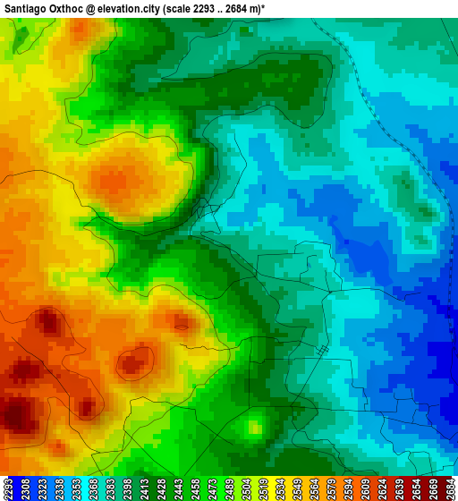 Santiago Oxthoc elevation map