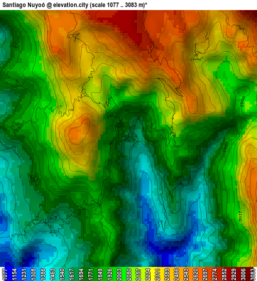 Santiago Nuyoó elevation map