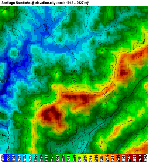 Santiago Nundíche elevation map