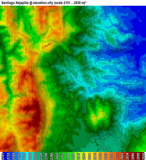 Santiago Nejapilla elevation map