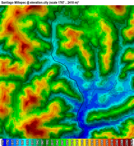 Santiago Miltepec elevation map