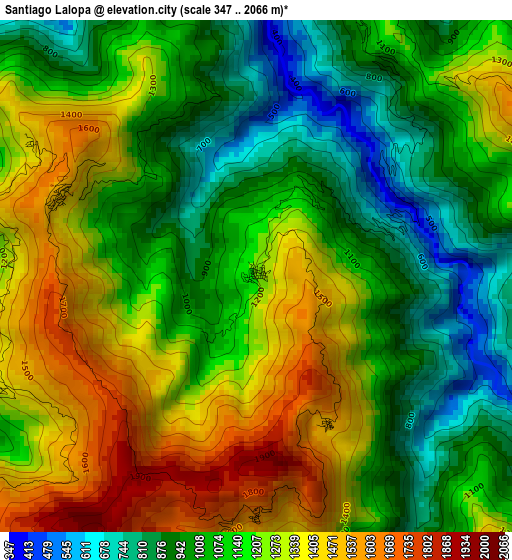 Santiago Lalopa elevation map