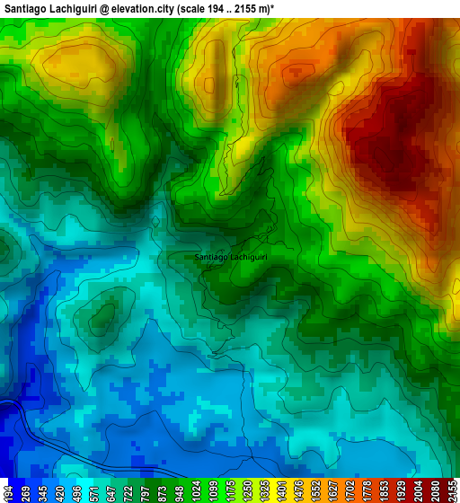 Santiago Lachiguiri elevation map