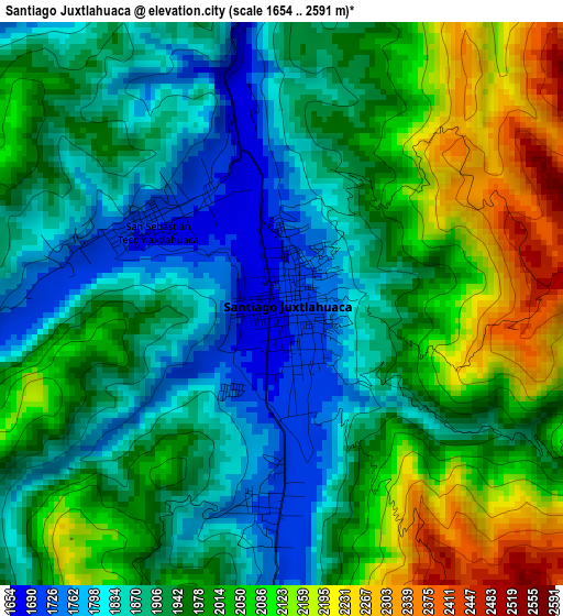 Santiago Juxtlahuaca elevation map