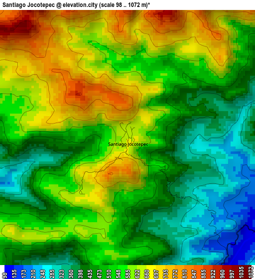 Santiago Jocotepec elevation map