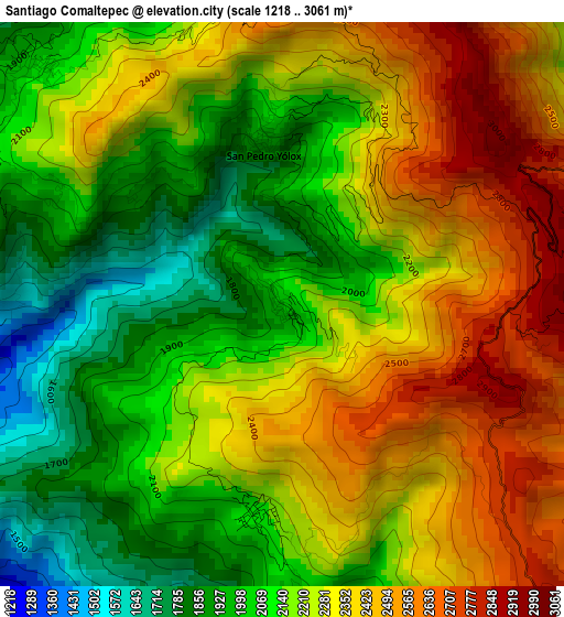 Santiago Comaltepec elevation map