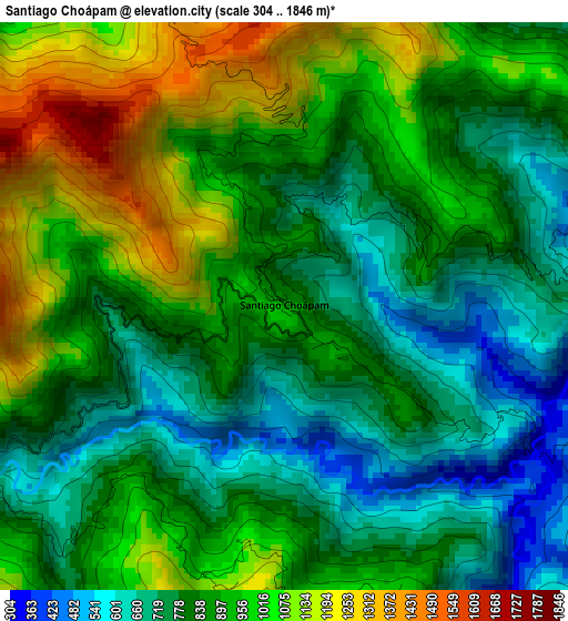 Santiago Choápam elevation map