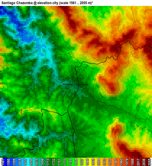 Santiago Chazumba elevation map