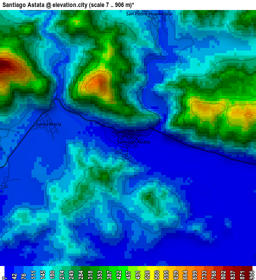 Santiago Astata elevation map