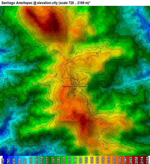 Santiago Amoltepec elevation map