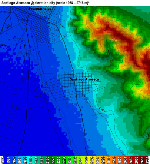 Santiago Alseseca elevation map