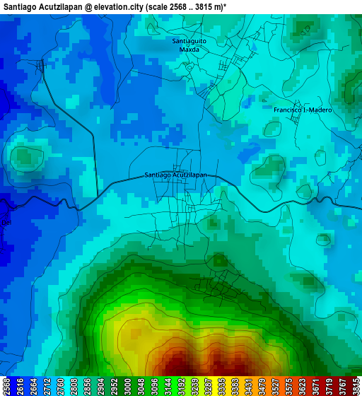 Santiago Acutzilapan elevation map