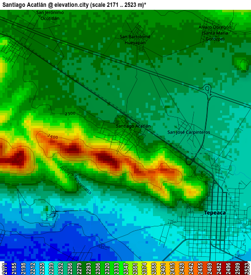 Santiago Acatlán elevation map