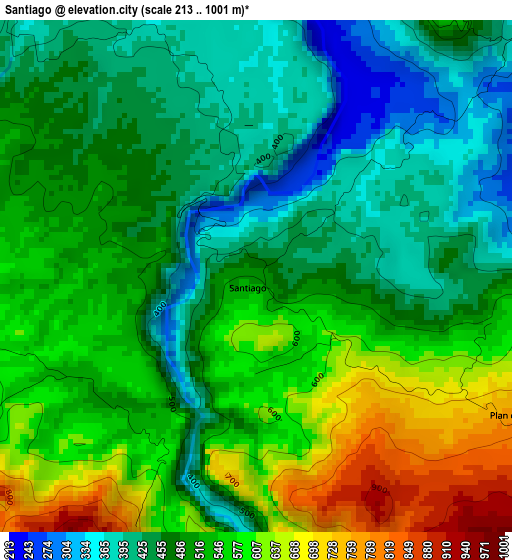 Santiago elevation map