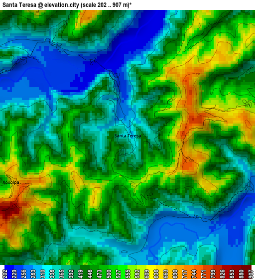 Santa Teresa elevation map