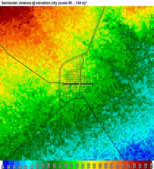 Santander Jiménez elevation map