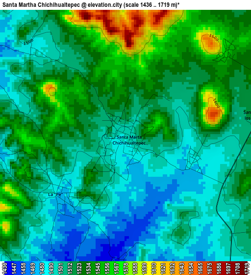 Santa Martha Chichihualtepec elevation map