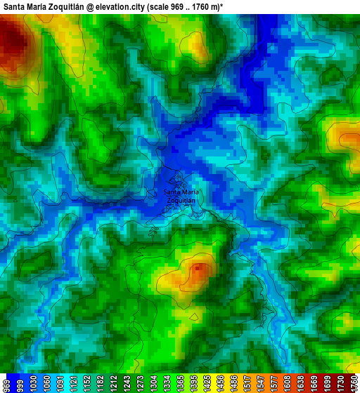 Santa María Zoquitlán elevation map