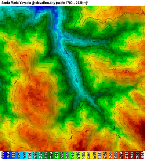 Santa María Yavesía elevation map