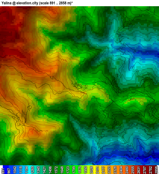 Yalina elevation map