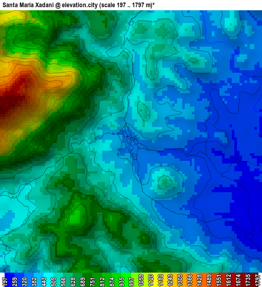 Santa María Xadani elevation map