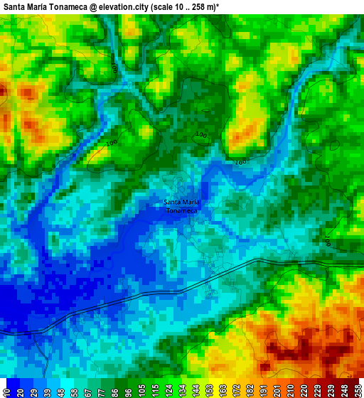 Santa María Tonameca elevation map