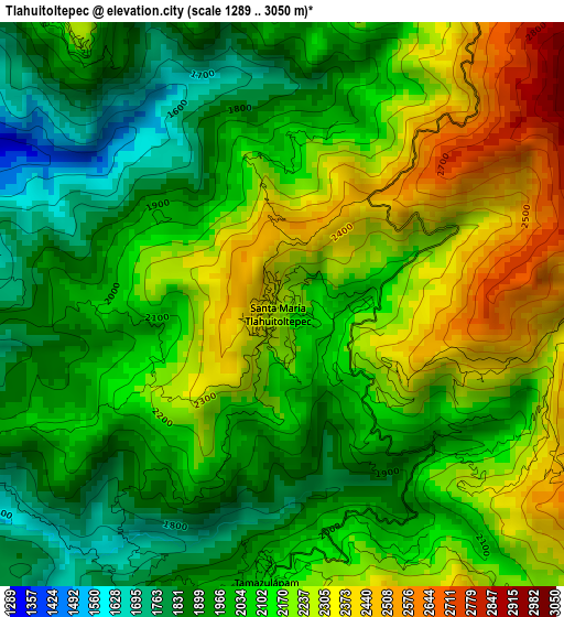 Tlahuitoltepec elevation map