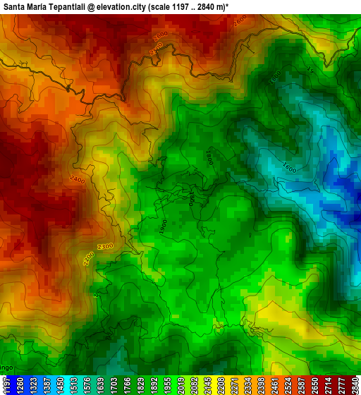 Santa María Tepantlali elevation map