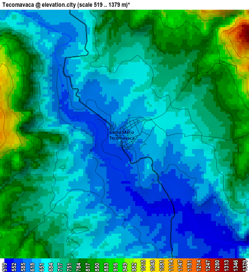 Tecomavaca elevation map