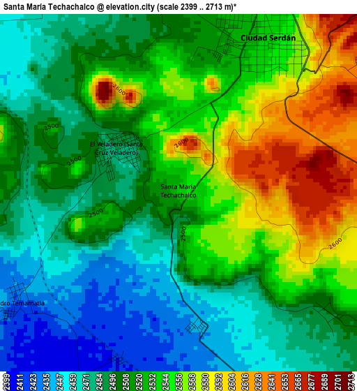 Santa María Techachalco elevation map