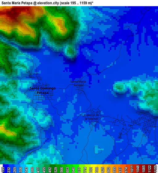 Santa María Petapa elevation map