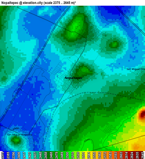 Nopaltepec elevation map