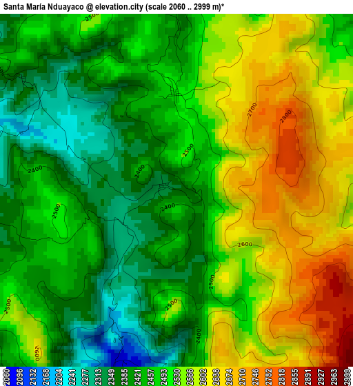 Santa María Nduayaco elevation map