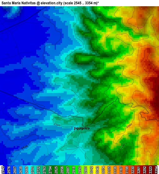 Santa María Nativitas elevation map