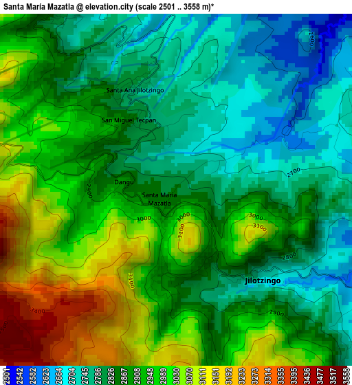 Santa María Mazatla elevation map