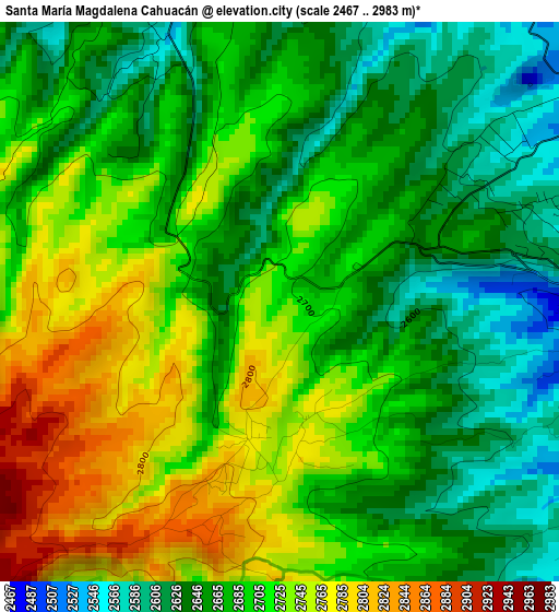 Santa María Magdalena Cahuacán elevation map