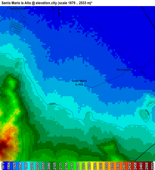Santa María la Alta elevation map