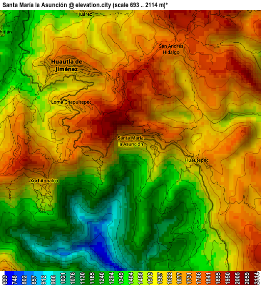 Santa María la Asunción elevation map