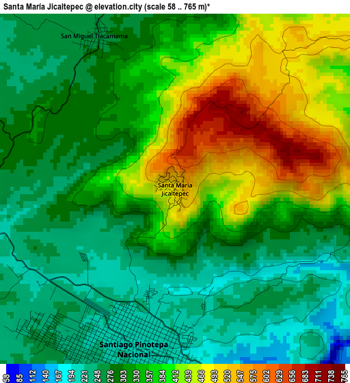 Santa María Jicaltepec elevation map