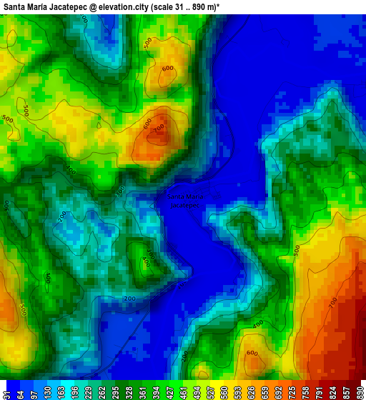 Santa María Jacatepec elevation map