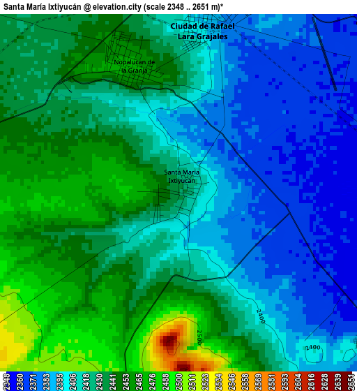 Santa María Ixtiyucán elevation map