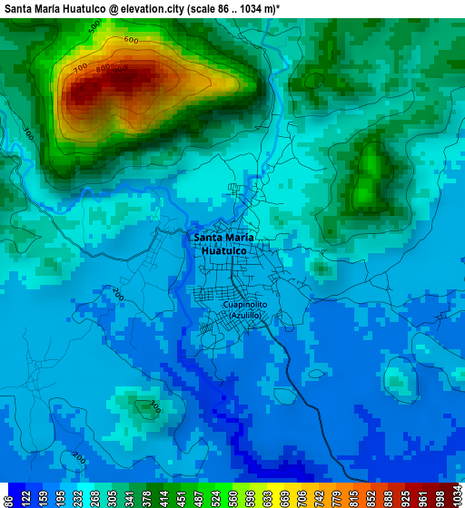 Santa María Huatulco elevation map