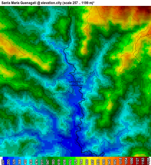 Santa María Guenagati elevation map