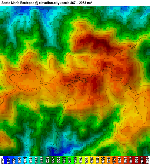 Santa María Ecatepec elevation map